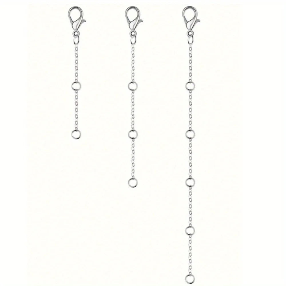Gold-plated necklace extender chain with a lobster clasp shown vertically.