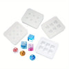 White silicone molds with various colored beads and stones for DIY jewelry making
