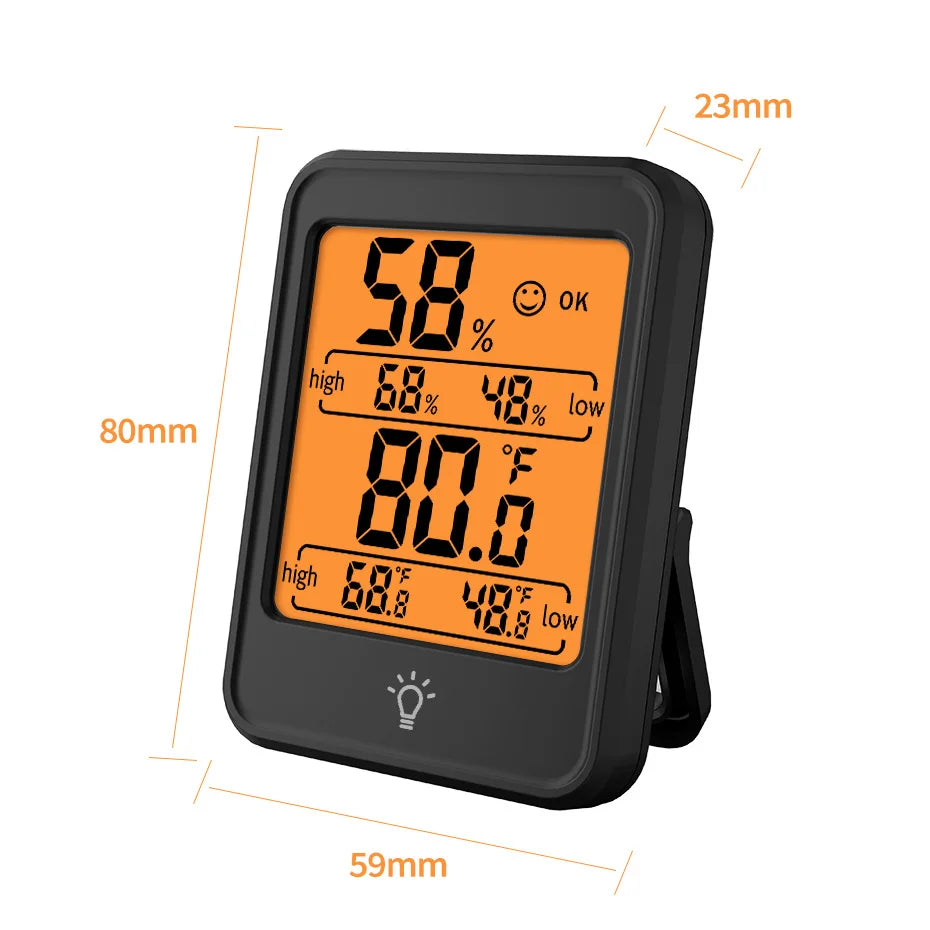 Digital Temperature and Humidity Monitor with Stand, Magnet, and Wall Mount