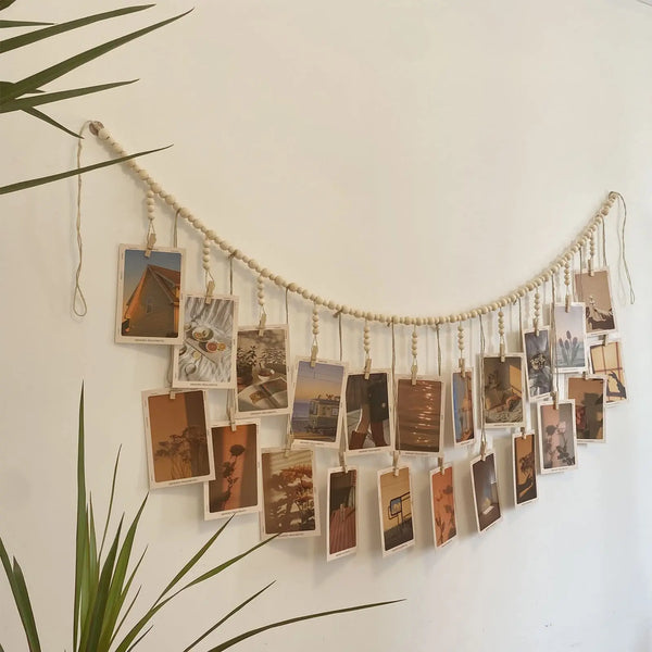 Wooden Beads Photo Garland for Wall Display