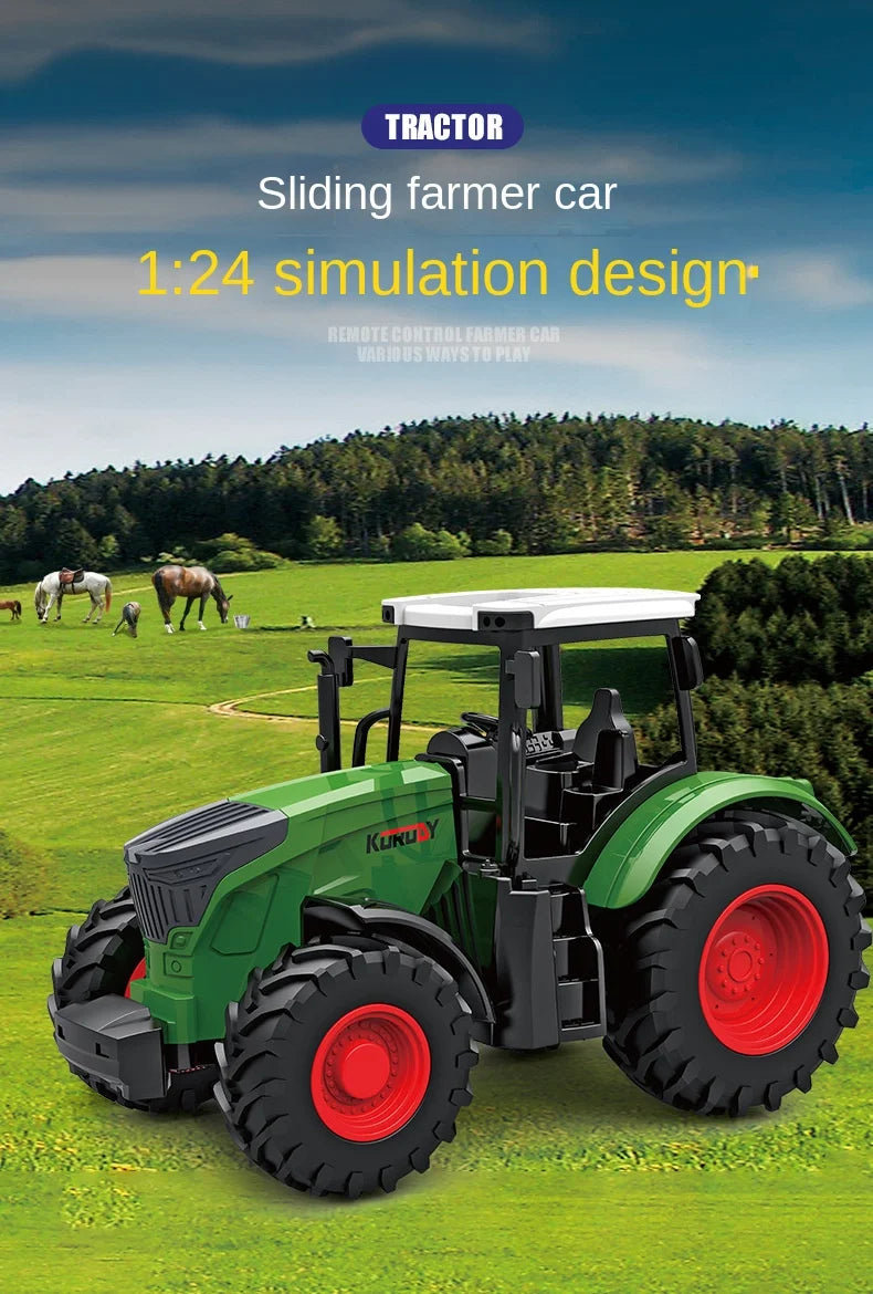 Remote-Controlled Farm Tractor Toy with Realistic Engineering Details