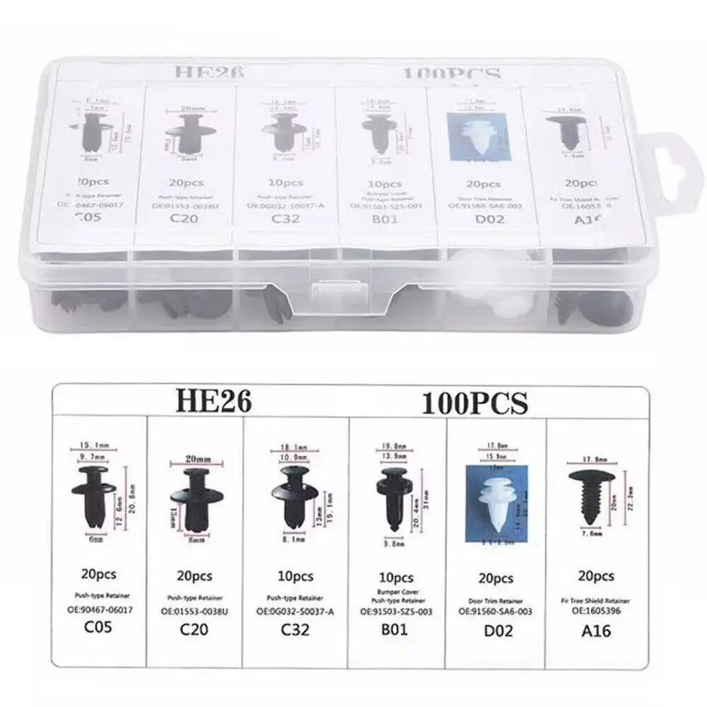 Universal Car Fastener Clip Assortment Kit – 50 Piece Push Retainer Set