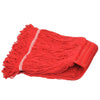 Red heavy-duty cotton string mop head replacement with white stitching
