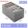Grey foldable closet organizer box with nine grids for storing underwear, socks, and accessories