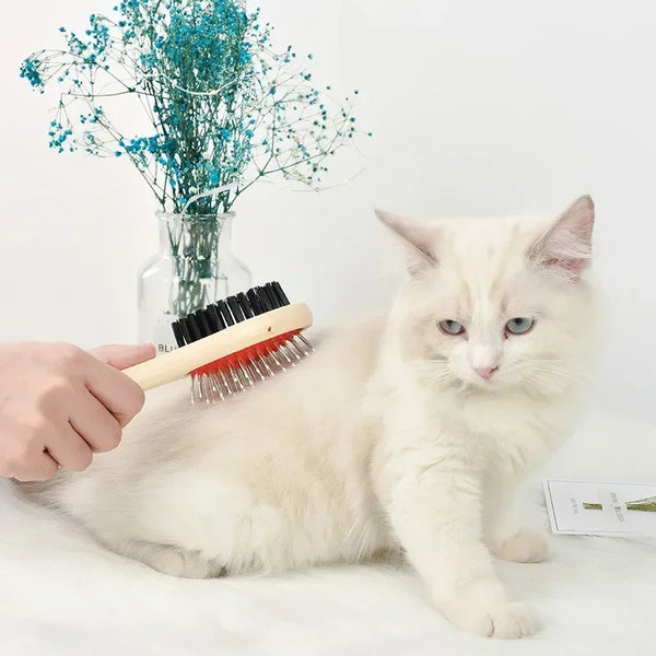 Wooden Double-Sided Pet Grooming Comb