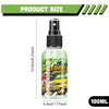A bottle of Incleanspy Car Interior Cleaner with a black pump dispenser and a light green liquid.