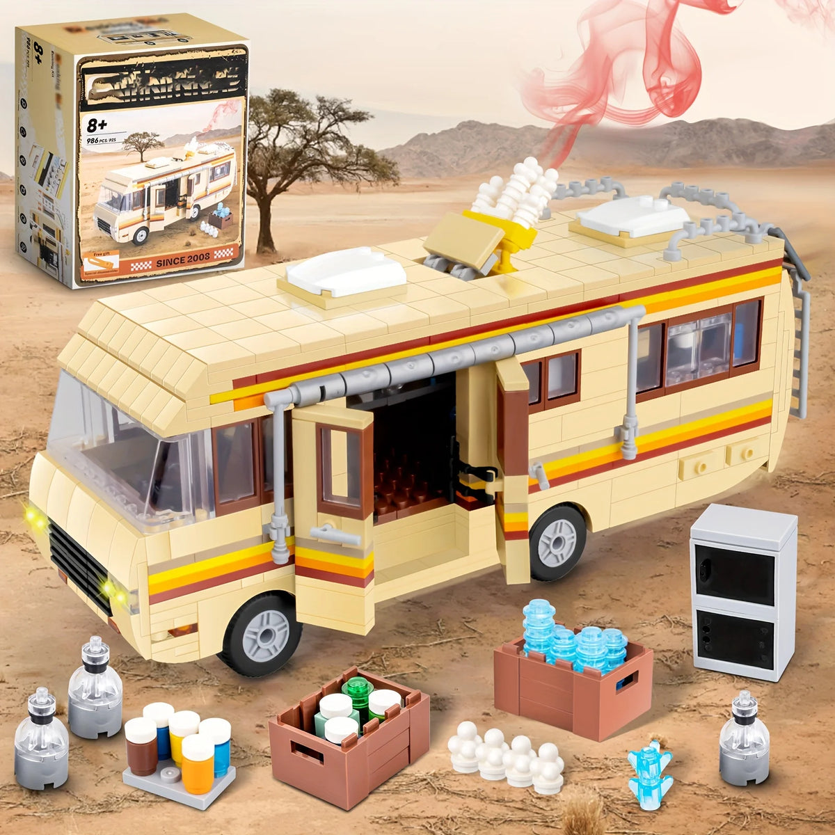 Building Block RV Set - 986 Pieces, DIY Collectible Model