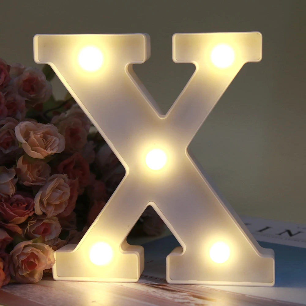 Lumière de nuit en forme de lettre X, alphabétique, LED blanche.