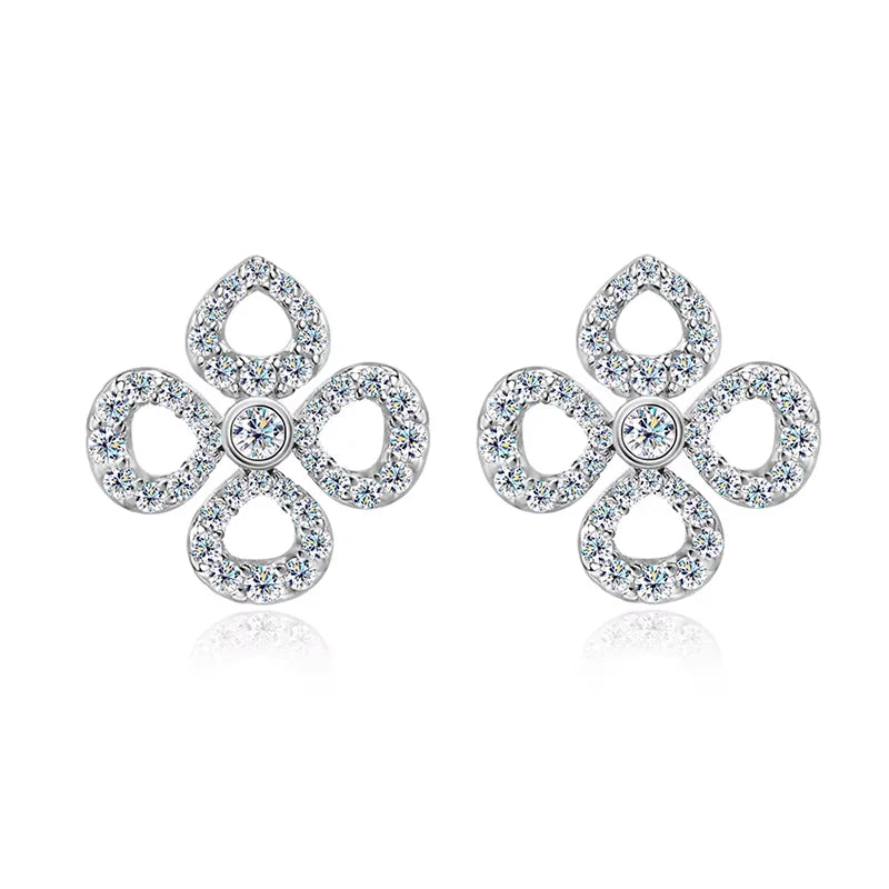 Round Cut Moissanite Stud Earrings in Sterling Silver