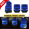 Set of blue aluminum pedal covers designed for manual cars