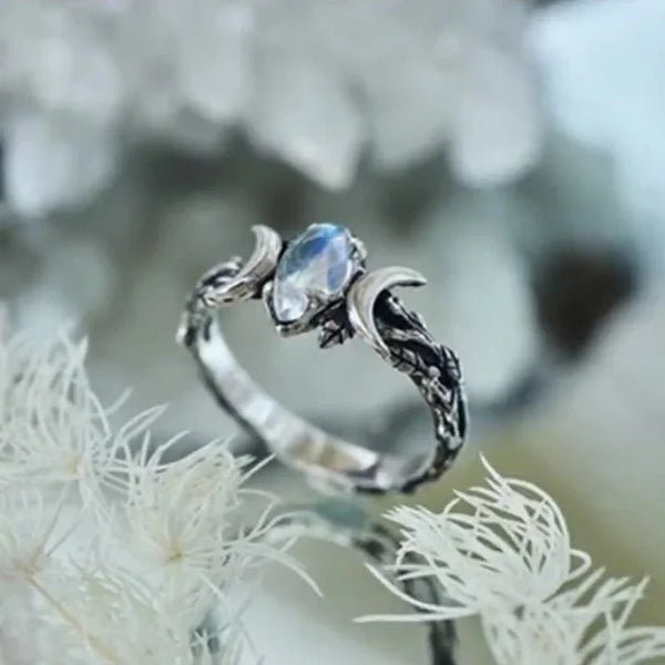 Imitation Mondstein Mondring für Damen - Vintage Boho Schmuck