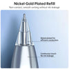 Nickel-gold plated refill for a pen tip showing smooth writing and no ink leakage
