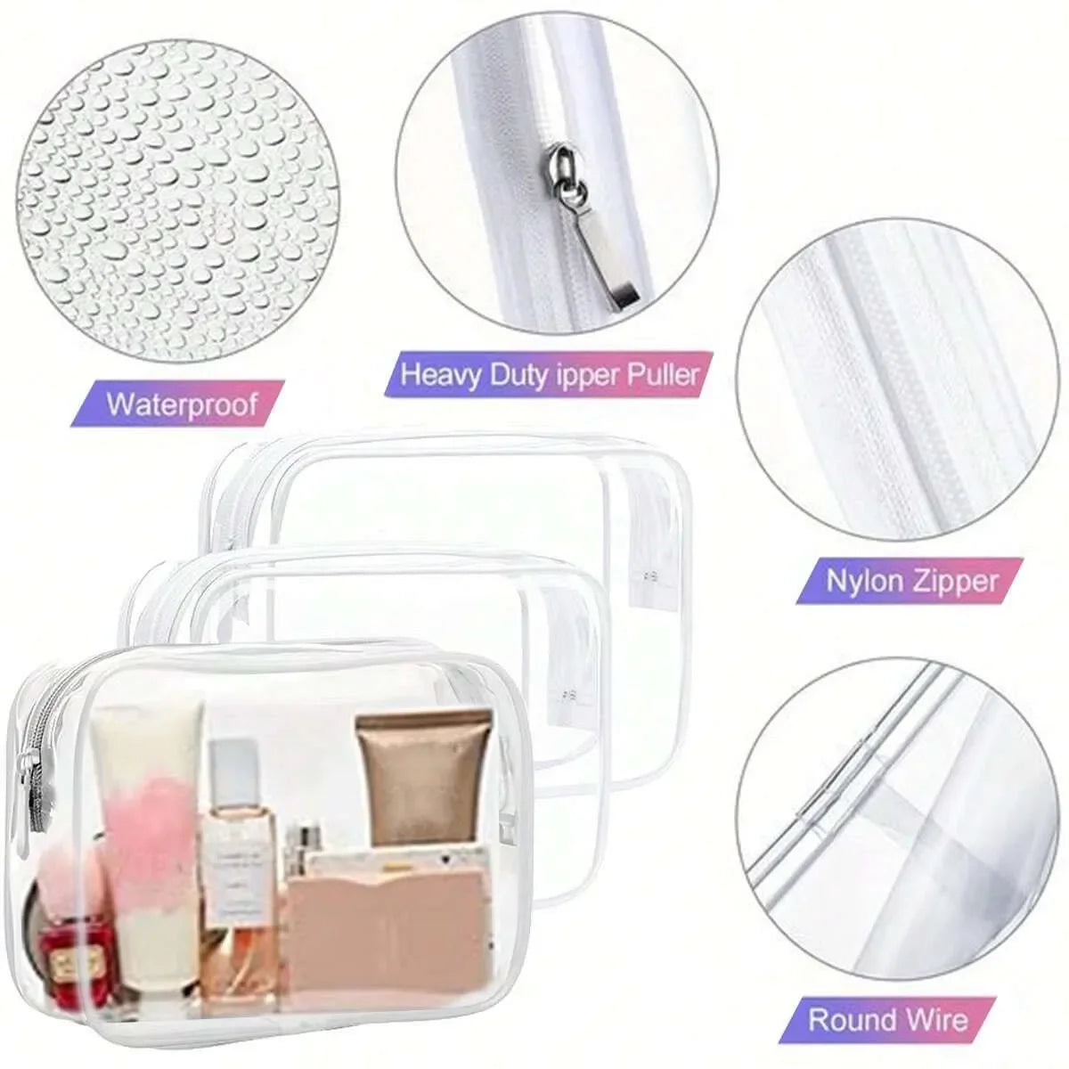 Clear Travel Toiletry Bag with Zipper