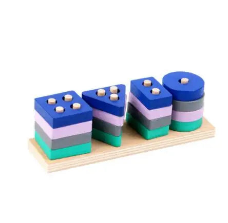 Montessori Wooden Shape Sorting Stacking Toy for Toddlers