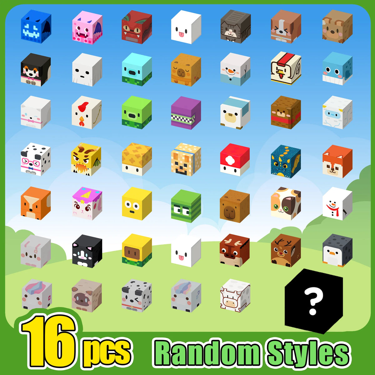 Magnetic Building Blocks with Mini Worlds and Character Figures