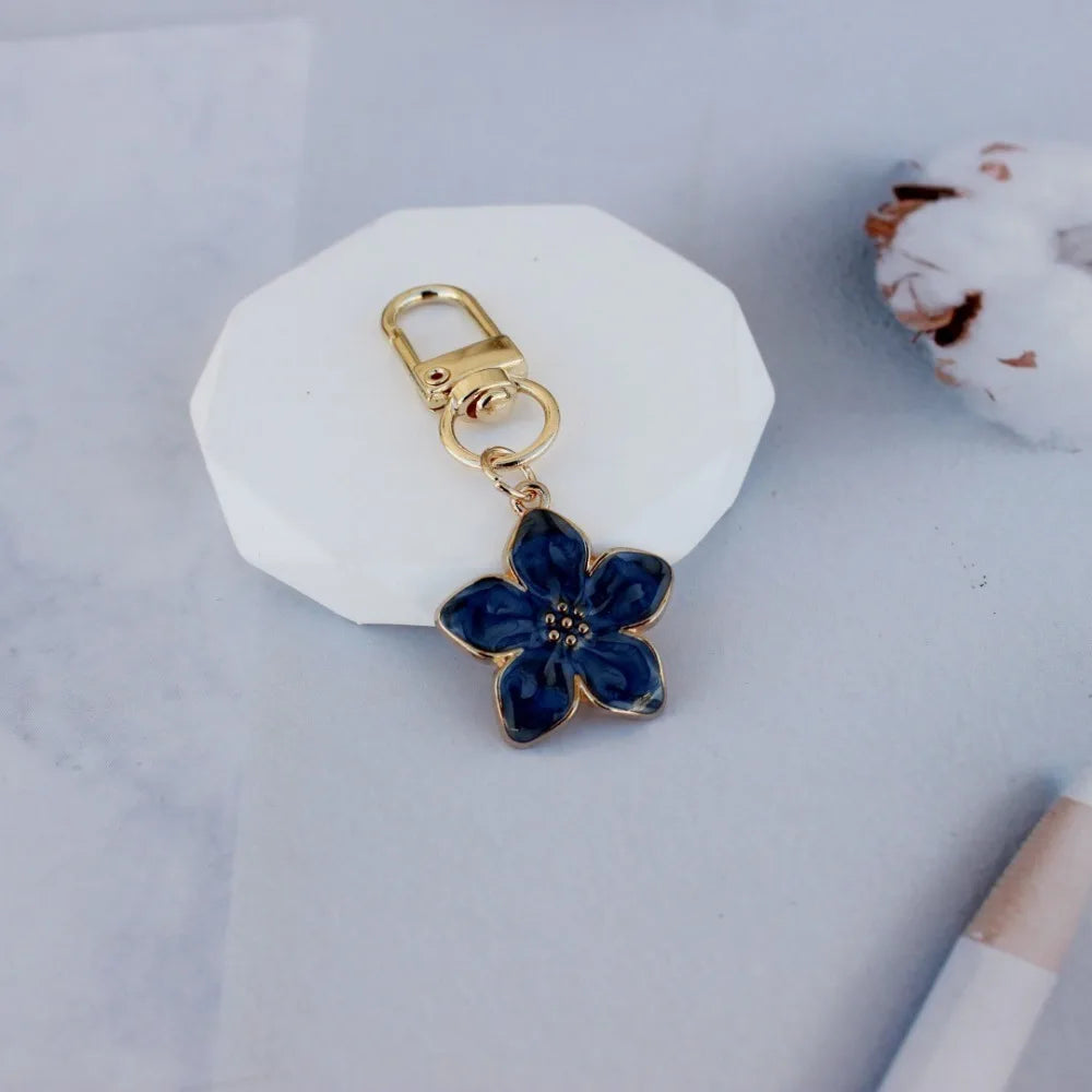 Colorful Flower Resin Keychain with Zinc Alloy Clip