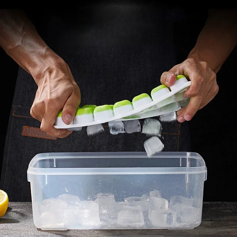 Bandeja de Hielo de Silicona con 14 Cavidades y Tapa
