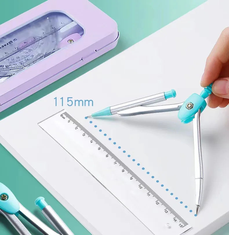7-Piece Geometry Set with Compass and Ruler
