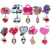 Heart Shape Glitter Acrylic Retractable Badge Reel with Crocodile Clip