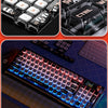 Demonstration of a keyboard with luminous effect keycaps for shipment.