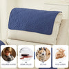 Set of three waterproof recliner headrest protector covers for children playing, drink spilled, and pet fur.