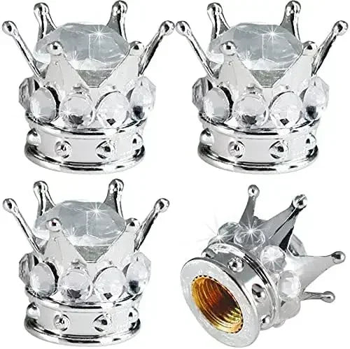Crystal Crown Tire Valve Caps - Set of 4