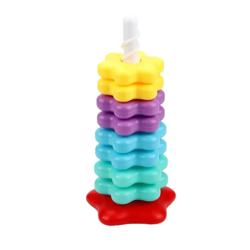 Montessori Rainbow Stacking Tower with Spinning Rings