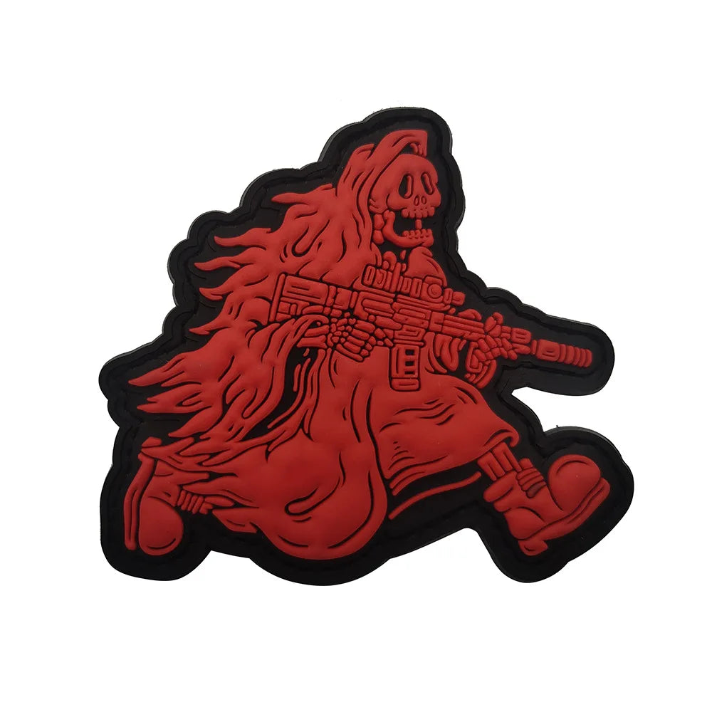 Glow-in-the-Dark Skull Biker Patch with Hook & Loop Backing