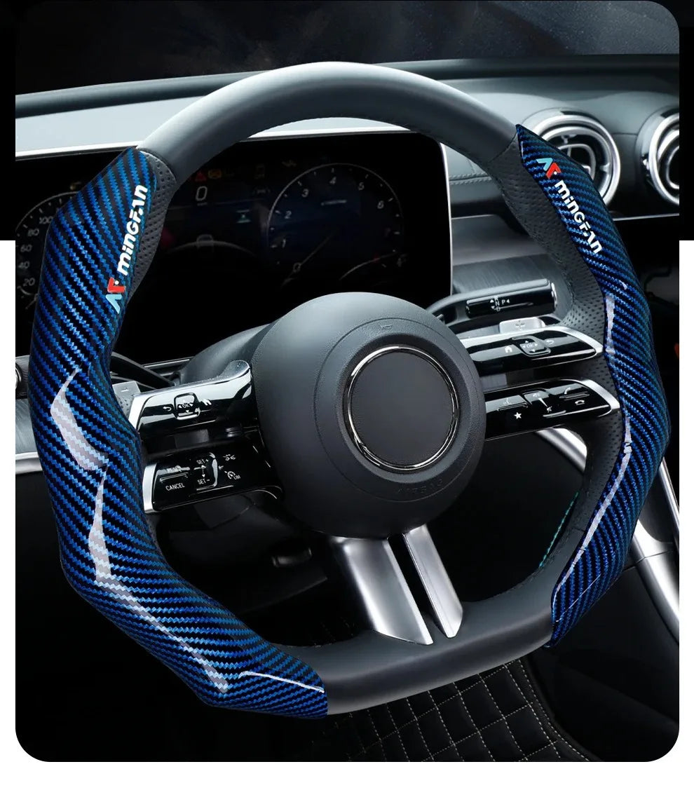 Carbon Fiber Texture Steering Wheel Cover - Anti-Slip & Comfortable Grip