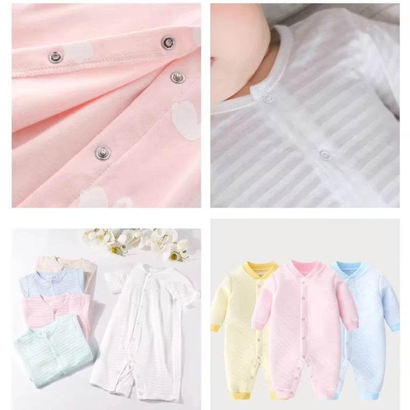 A collection of pink and white fabric items including shirts, pants, and a kit with snap fasteners and hand press pliers.