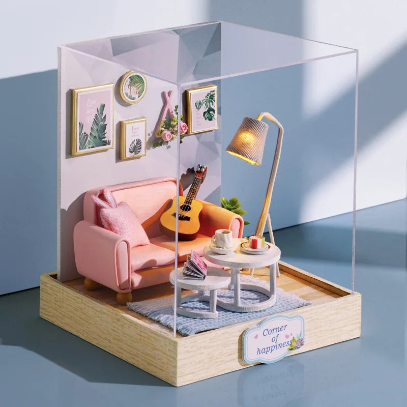DIY Wooden Dollhouse Miniature Coffee Shop Model Kit
