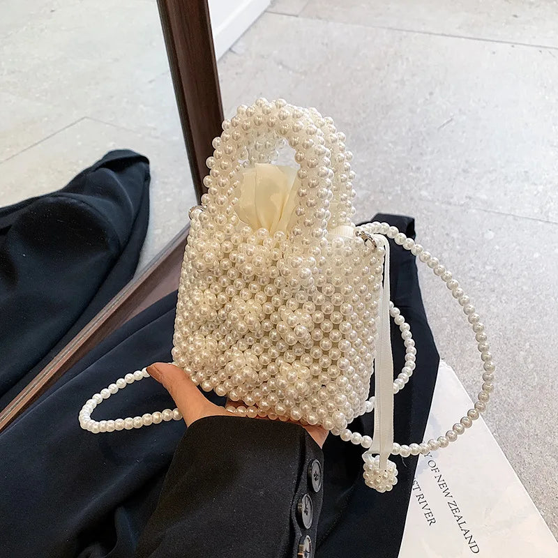 Pearl-Embellished Crossbody Clutch