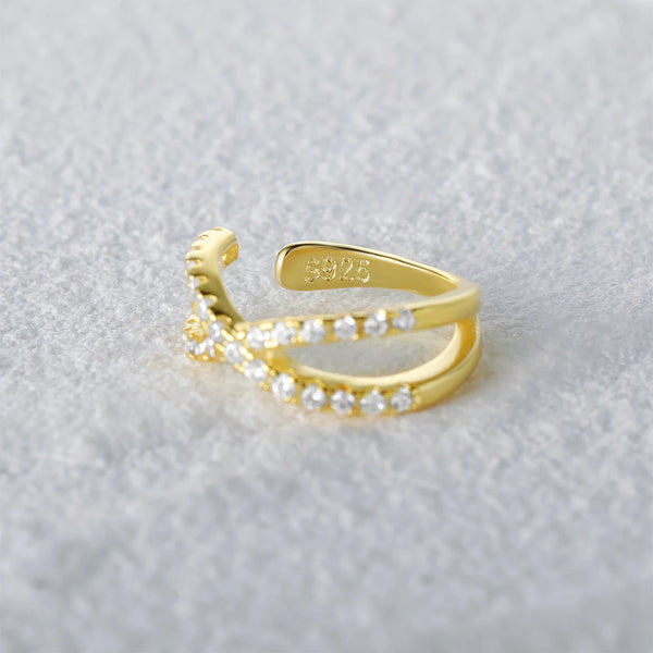 Sterling Silver Cross Ear Cuff with Zircon