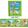 A green book titled Magic Water Book with colorful illustrations of animals and nature scenes.