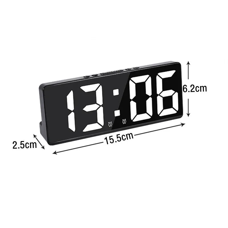 Modern LED Alarm Clock with Voice Control and Night Mode
