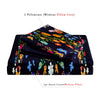 A set of two pillowcases and one duvet cover featuring a floral butterfly print on a dark background.