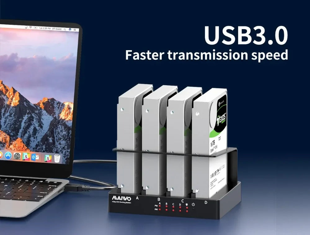 4-Bay USB 3.0 Hard Drive Docking Station for 2.5/3.5" SATA HDD & SSD