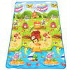 A colorful play mat featuring farm animal designs for baby play.