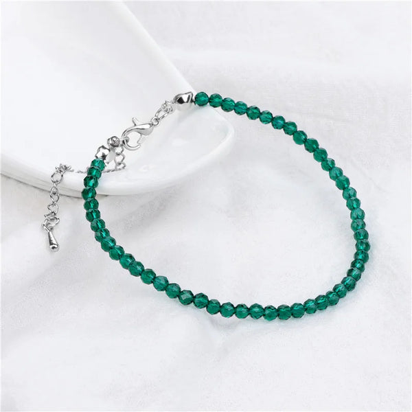 Natural Stone Bead Bracelet with Adjustable Lace-Up Closure
