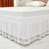 Elastic Wrap-Around Ruffled Bed Skirt with Lace Trim
