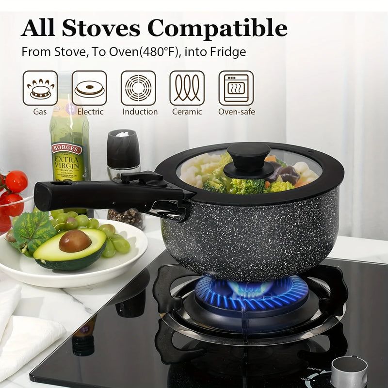 15-Piece Non-Stick Cookware Set with Detachable Handles