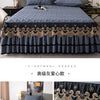 Gold Embroidered Lace Bed Skirt with Heart Pattern