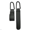 Black 360° rotating stroller hook with a PU leather baby bag organizer.