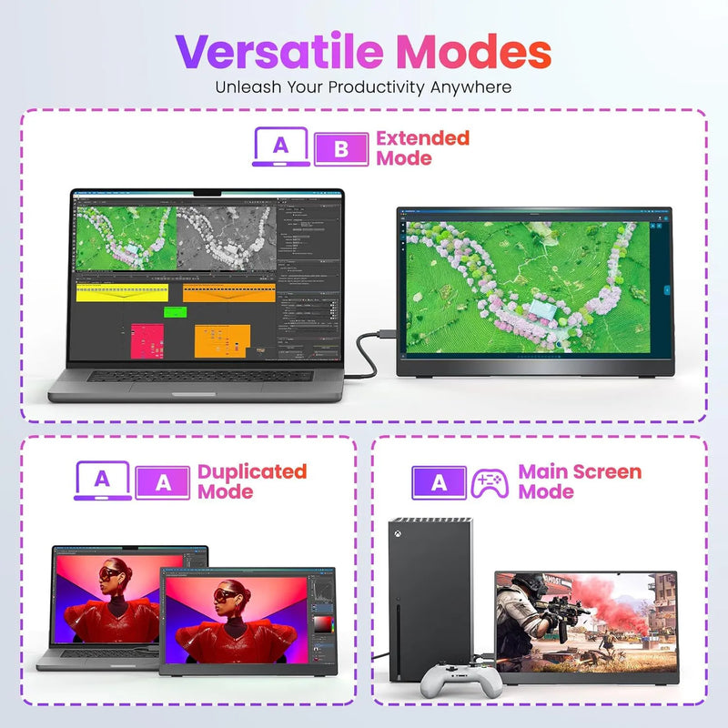 15.6" Portable FHD Monitor with USB-C & HDMI
