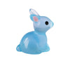 A small, light blue resin miniature bunny figurine with pink inner ears and a black eye.