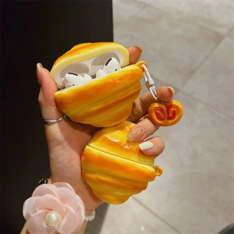 Croissant-Shaped Silicone Protective Case for Wireless Earbuds