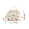 Strawberry Corduroy Insulated Lunch Bag with Large Capacity