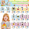 A set of 112 double-sided preschool cards for children's learning, featuring various vocabulary and sight words.