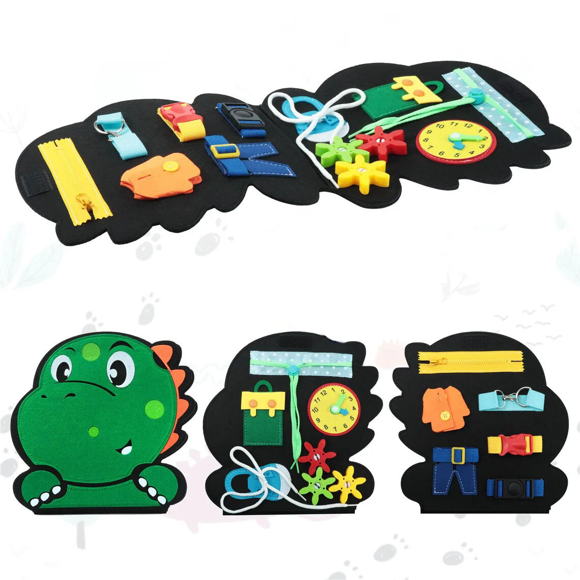 Montessori Busy Board – Dinosaur-Themed Sensory Learning Toy for Toddlers