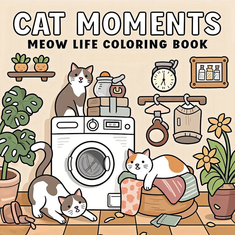 Cat Moments Adult Coloring Book